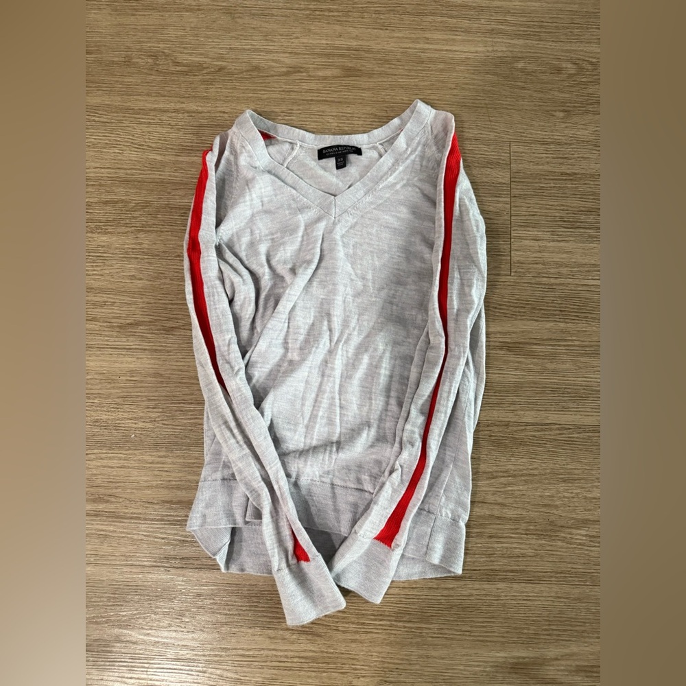 Banana Republic Grey & Red Long Sleeve Shirt
